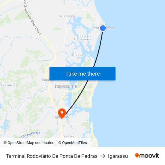 Terminal Rodoviário De Ponta De Pedras to Igarassu map