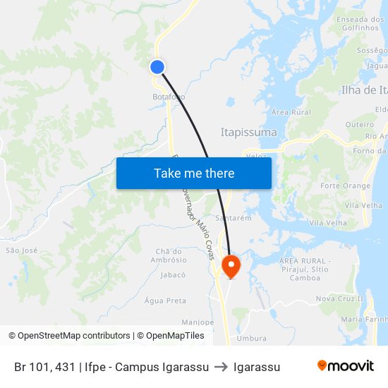 Br 101, 431 | Ifpe - Campus Igarassu to Igarassu map