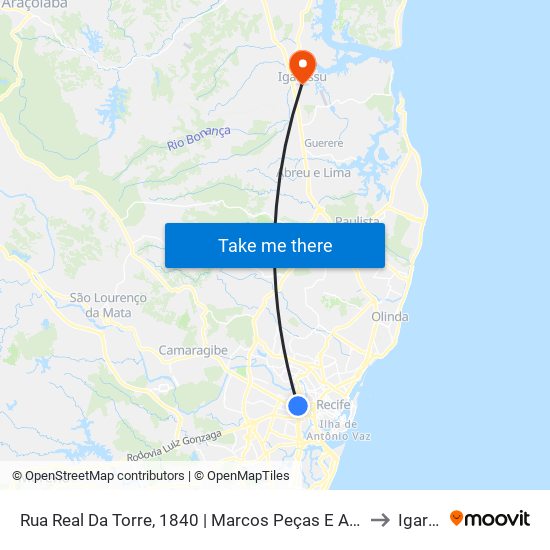 Rua Real Da Torre, 1840 | Marcos Peças E Acessórios (Pista Central) to Igarassu map