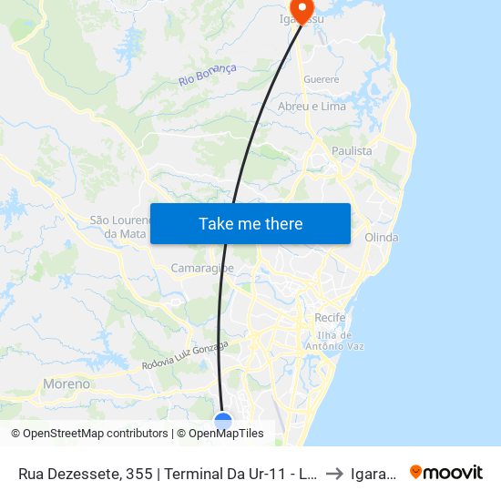 Rua Dezessete, 355 | Terminal Da Ur-11 - Linha 224 to Igarassu map