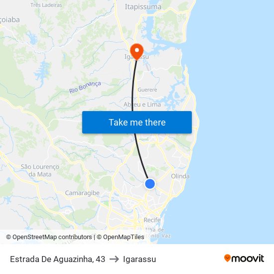 Estrada De Aguazinha, 43 to Igarassu map