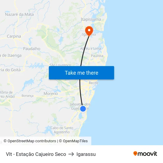 Vlt - Estação Cajueiro Seco to Igarassu map