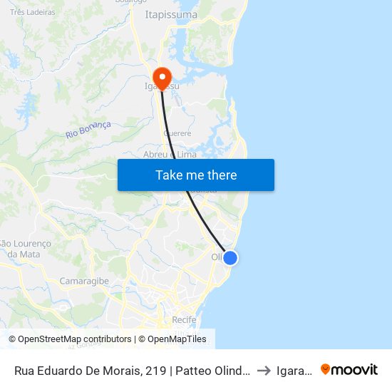 Rua Eduardo De Morais, 219 | Patteo Olinda Shopping to Igarassu map