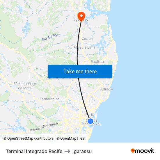 Terminal Integrado Recife to Igarassu map