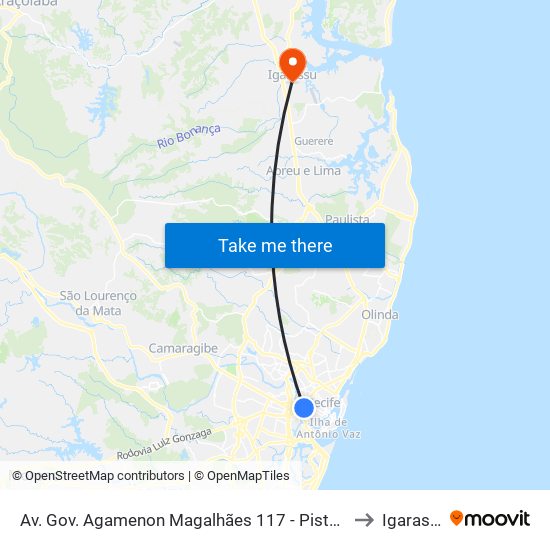 Av. Gov. Agamenon Magalhães 117 - Pista Local to Igarassu map