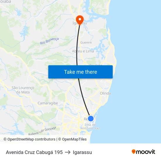 Avenida Cruz Cabugá 195 to Igarassu map