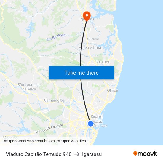 Viaduto Capitão Temudo 940 to Igarassu map