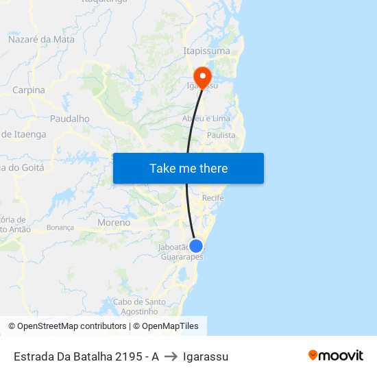 Estrada Da Batalha 2195 - A to Igarassu map