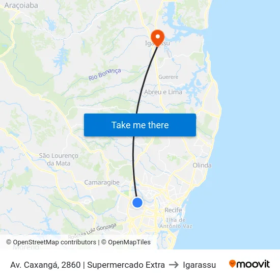 Av. Caxangá, 2860 | Supermercado Extra to Igarassu map