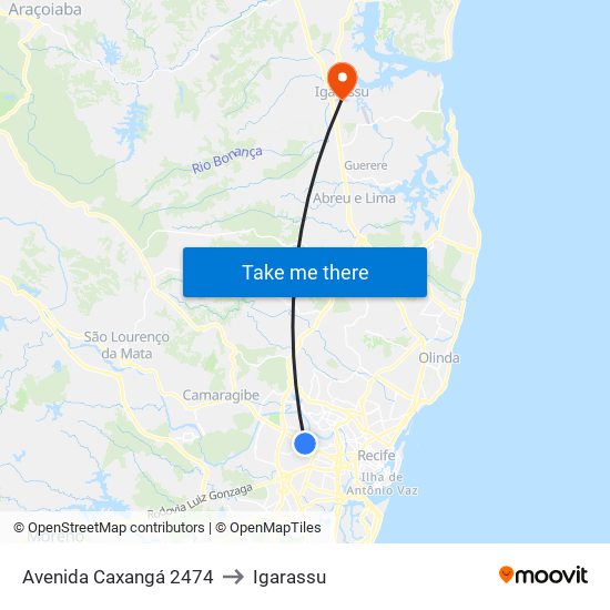 Avenida Caxangá 2474 to Igarassu map
