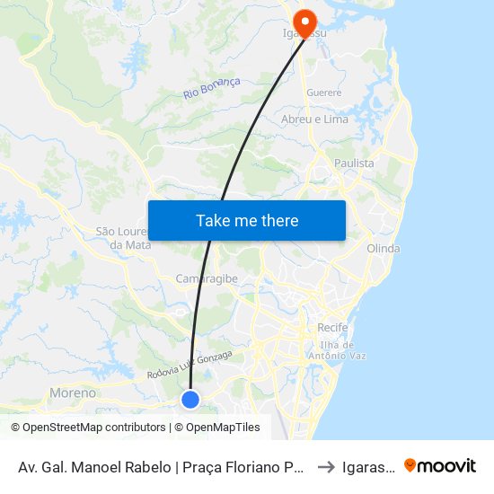 Av. Gal. Manoel Rabelo | Praça Floriano Peixoto to Igarassu map