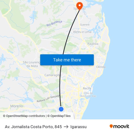 Av. Jornalista Costa Porto, 845 to Igarassu map
