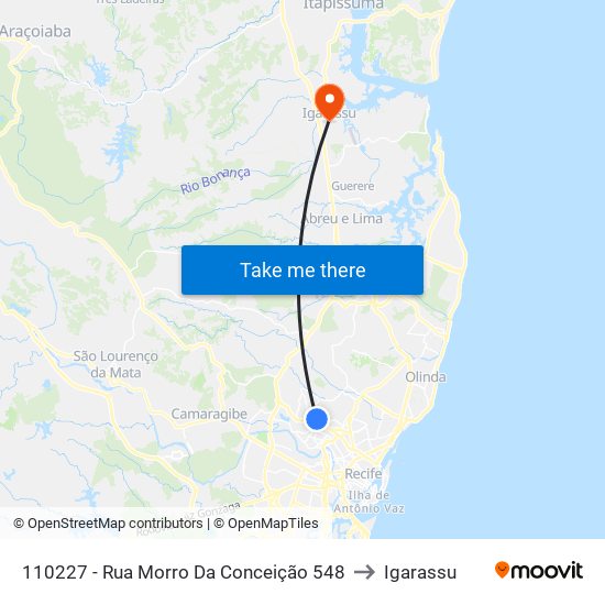 110227 - Rua Morro Da Conceição 548 to Igarassu map