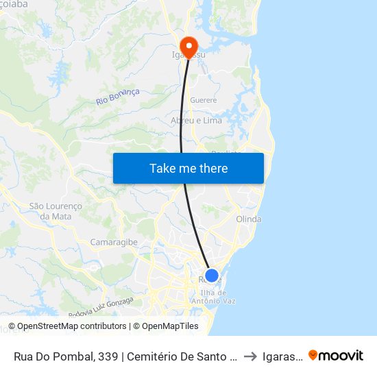 Rua Do Pombal, 339 | Cemitério De Santo Amaro to Igarassu map