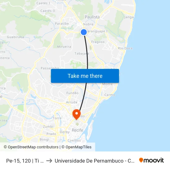 Pe-15, 120 | Ti Pelópidas to Universidade De Pernambuco - Campus Santo Amaro map
