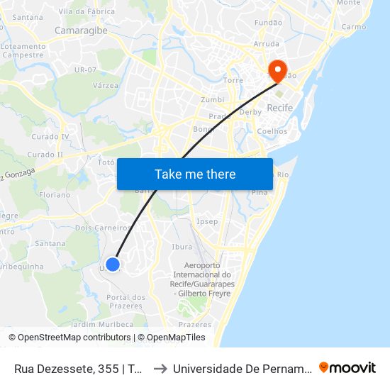 Rua Dezessete, 355 | Terminal Da Ur-11 - Linha 224 to Universidade De Pernambuco - Campus Santo Amaro map