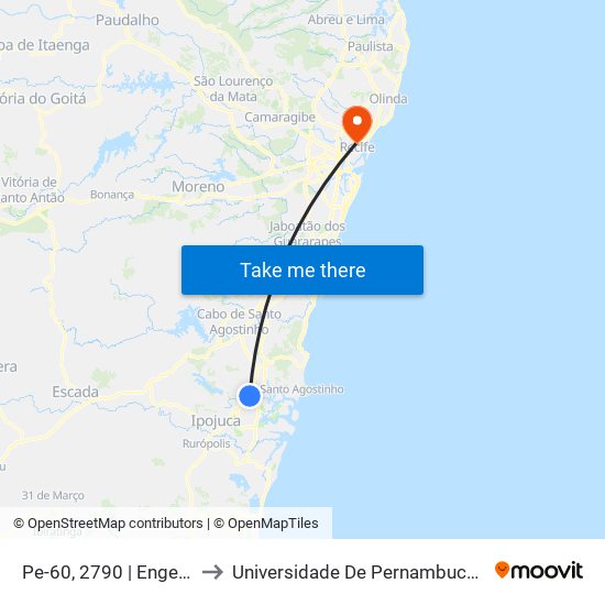 Pe-60, 2790 | Engenho Massangana to Universidade De Pernambuco - Campus Santo Amaro map