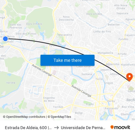 Estrada De Aldeia, 600 | Ete Alcides Nascimento Lins to Universidade De Pernambuco - Campus Santo Amaro map
