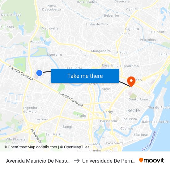 Avenida Maurício De Nassau, 442-580 | Fundação Altino Ventura to Universidade De Pernambuco - Campus Santo Amaro map