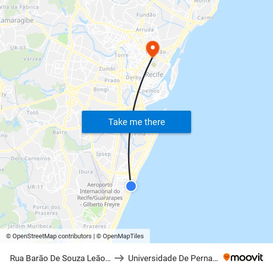 Rua Barão De Souza Leão 75 | Igreja N. Sra. Da Boa Viagem to Universidade De Pernambuco - Campus Santo Amaro map