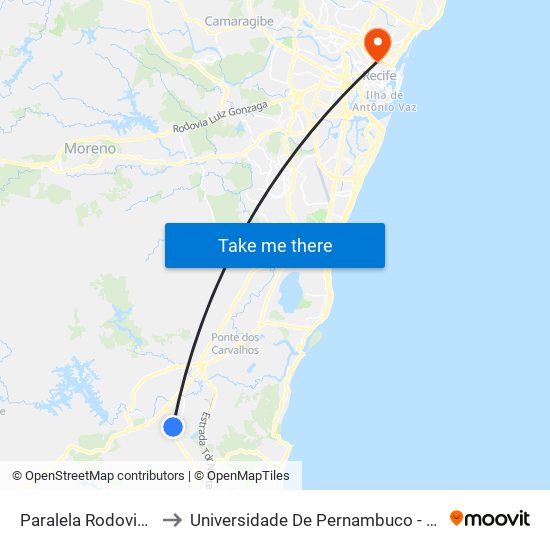 Paralela Rodovia Pe-060 66f to Universidade De Pernambuco - Campus Santo Amaro map