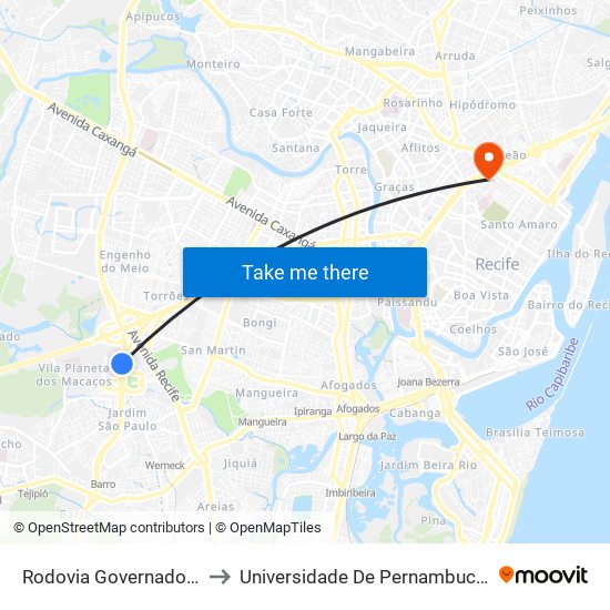 Rodovia Governador Mário Covas 120 to Universidade De Pernambuco - Campus Santo Amaro map