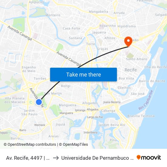 Av. Recife, 4497 | Justiça Federal to Universidade De Pernambuco - Campus Santo Amaro map