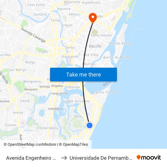 Avenida Engenheiro Domingos Ferreira 322 to Universidade De Pernambuco - Campus Santo Amaro map