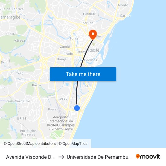 Avenida Visconde De Jequitinhonha 358 to Universidade De Pernambuco - Campus Santo Amaro map