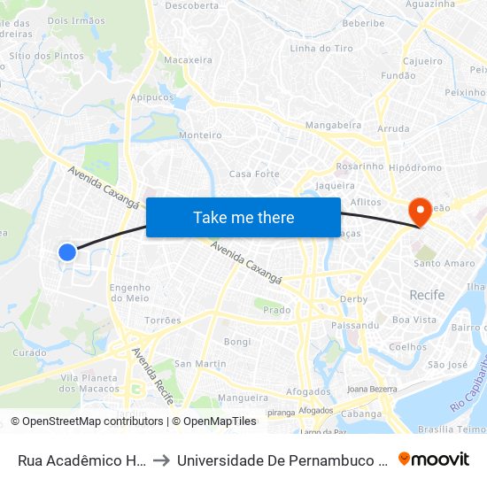 Rua Acadêmico Hélio Ramos 88 to Universidade De Pernambuco - Campus Santo Amaro map