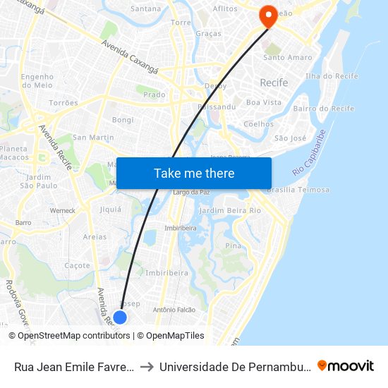Rua Jean Emile Favre | Delegacia Do Ipsep to Universidade De Pernambuco - Campus Santo Amaro map