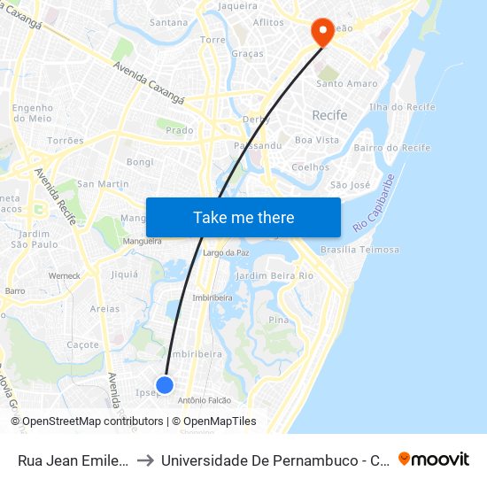 Rua Jean Emile Favre, 734 to Universidade De Pernambuco - Campus Santo Amaro map