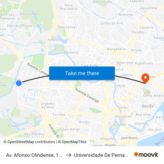 Av. Afonso Olindense, 1504 | Secretaria De Educação to Universidade De Pernambuco - Campus Santo Amaro map