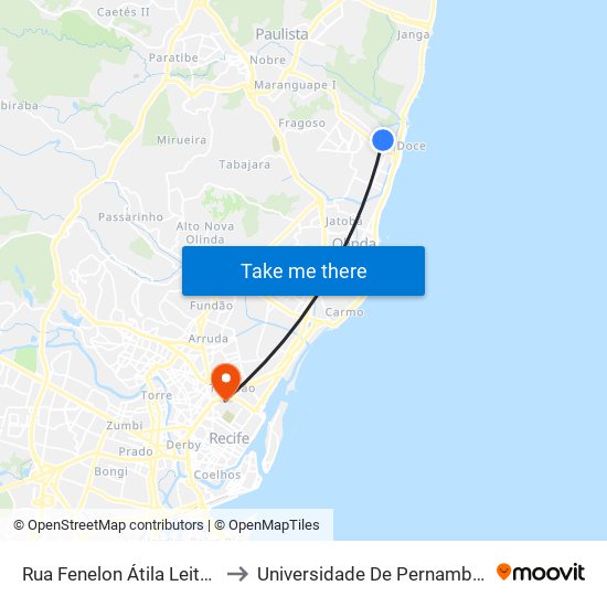 Rua Fenelon Átila Leite, 34 | Feira De Rio Doce to Universidade De Pernambuco - Campus Santo Amaro map