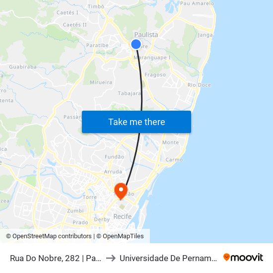 Rua Do Nobre, 282 | Paulista North Way Shopping to Universidade De Pernambuco - Campus Santo Amaro map