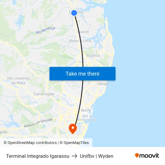 Terminal Integrado Igarassu to Unifbv | Wyden map