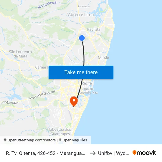 R. Tv. Oitenta, 426-452 - Maranguape I to Unifbv | Wyden map