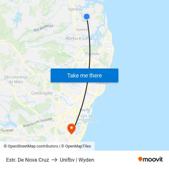 Estr. De Nova Cruz to Unifbv | Wyden map