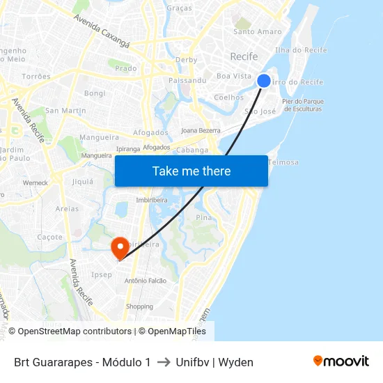Brt Guararapes - Módulo 1 to Unifbv | Wyden map