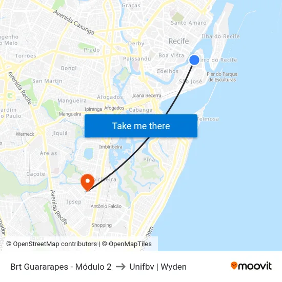Brt Guararapes - Módulo 2 to Unifbv | Wyden map