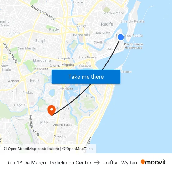 Rua 1º De Março | Policlínica Centro to Unifbv | Wyden map