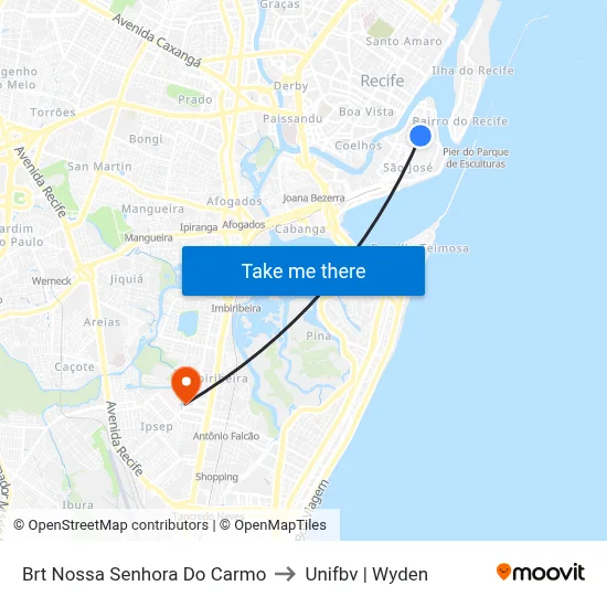 Brt Nossa Senhora Do Carmo to Unifbv | Wyden map