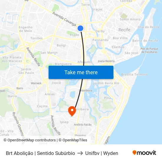 Brt Abolição | Sentido Subúrbio to Unifbv | Wyden map