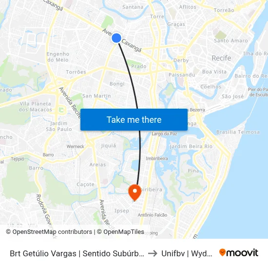 Brt Getúlio Vargas | Sentido Subúrbio to Unifbv | Wyden map
