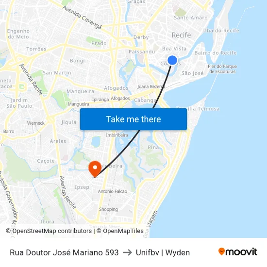 Rua Doutor José Mariano 593 to Unifbv | Wyden map