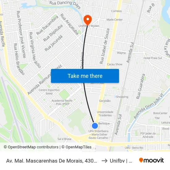 Av. Mal. Mascarenhas De Morais, 4304 | Sest/Senat to Unifbv | Wyden map