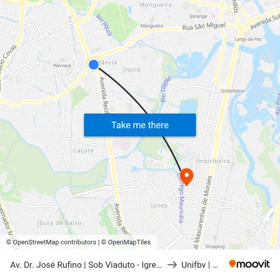 Av. Dr. José Rufino | Sob Viaduto - Igreja Santa Luzia to Unifbv | Wyden map