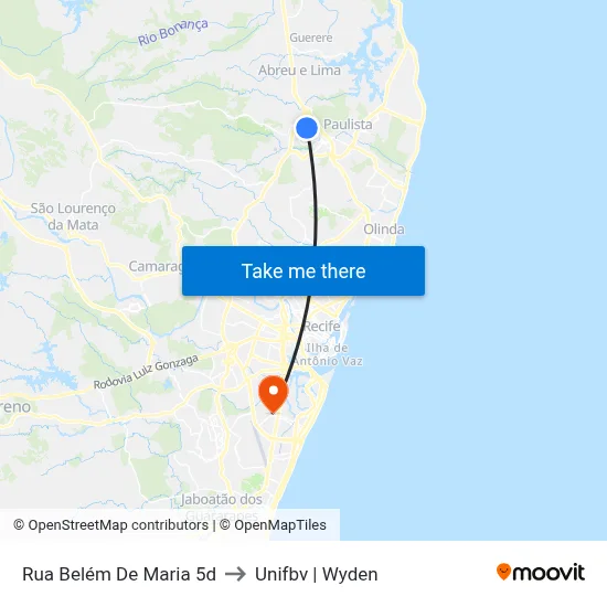 Rua Belém De Maria 5d to Unifbv | Wyden map