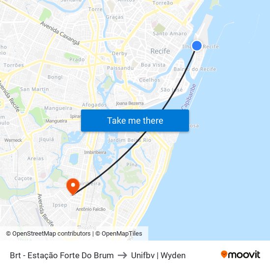 Brt -  Estação Forte Do Brum to Unifbv | Wyden map