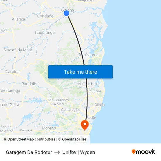 Garagem Da Rodotur to Unifbv | Wyden map